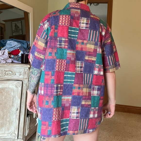 90s vintage oversized button down. Cute vintage pattern - Picture 3 of 6